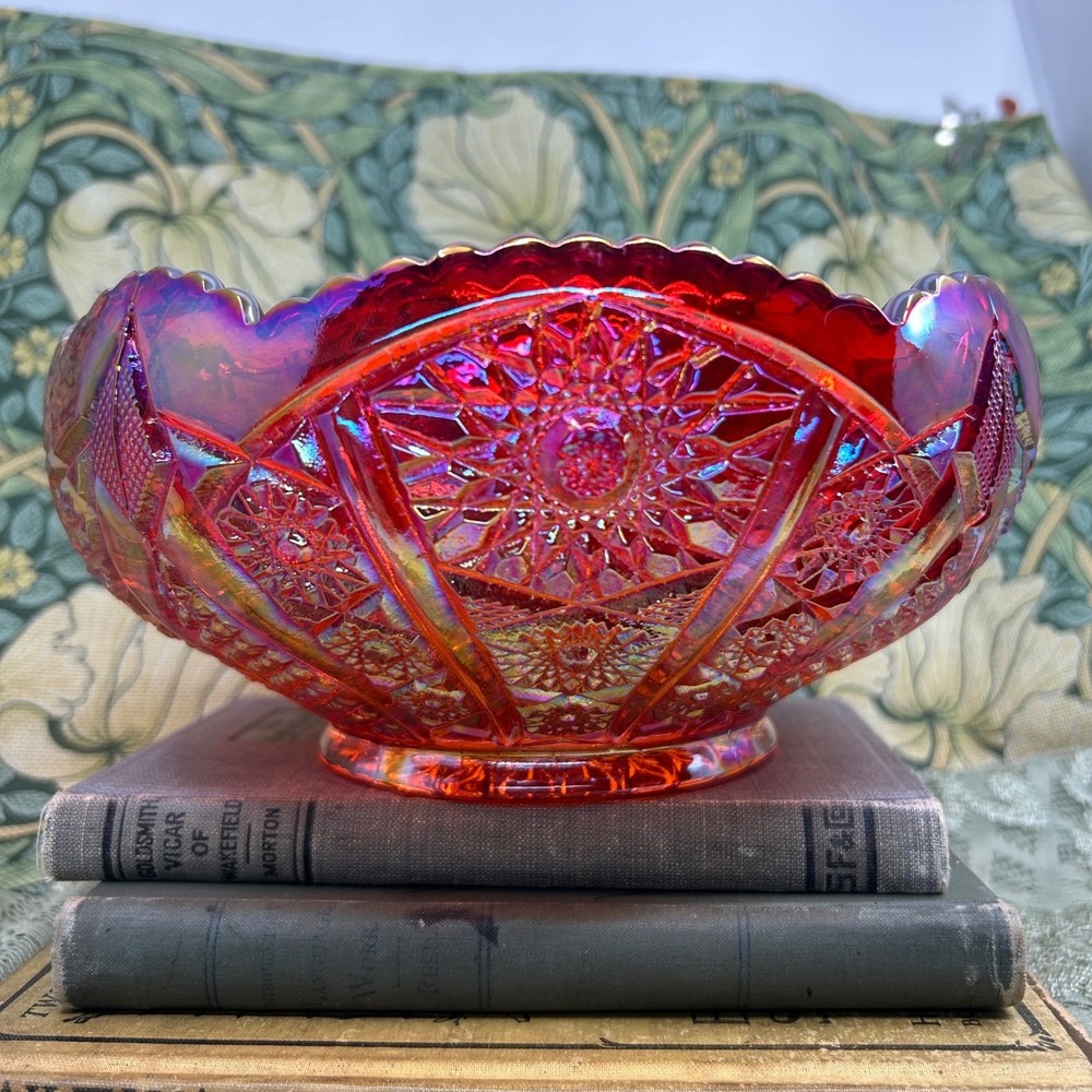 Vintage Red Amberina Carnival Bowl Heirloom Sunset Carnival by Indiana Glass